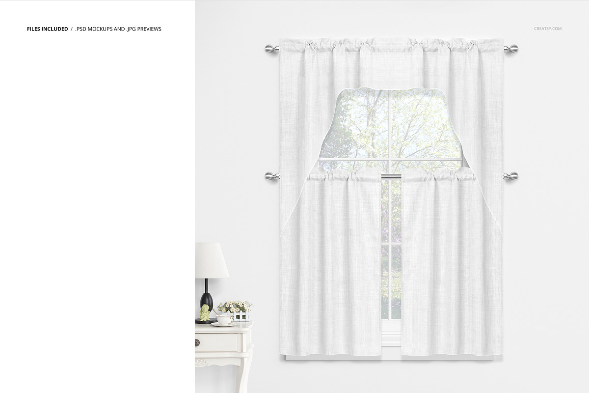 Cafe Curtains and Valance Mockup, a Household Mockup by Creatsy (Photo 2 of 7)