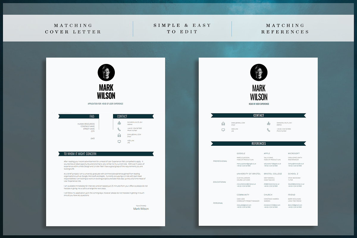 Modern Resume Template | CV Template, a Resume Template by introDuice - CV / Resumes (Photo 4 of 6)