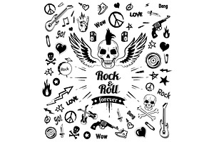 Rock-n-Roll Forever Skull Vector, an Illustration by robuart