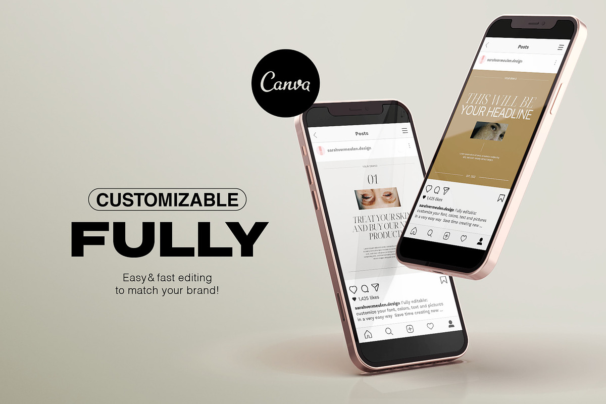 Instagram SocialMedia CANVA Skincare, a Social Media Template by Vermeulen Design Studio (Photo 3 of 5)