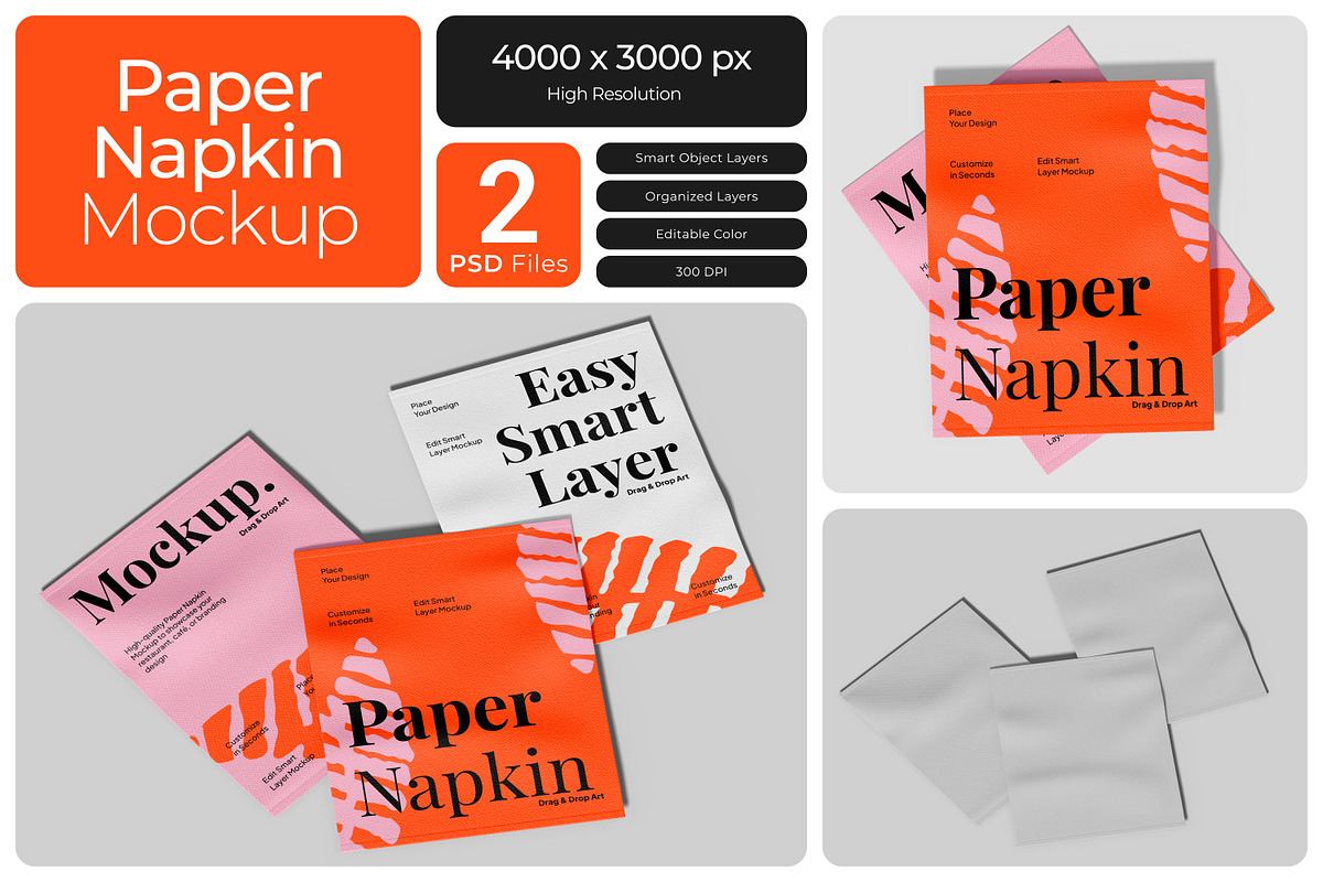 Paper Napkin Mockup, a Product Mockup by Bartama Graphic (Photo 1 of 4)