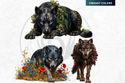 Floral Wolves Fantasy Cliparts, an Animal Illustration by ThatsDesignArt (Thumbnail 15 of 17)