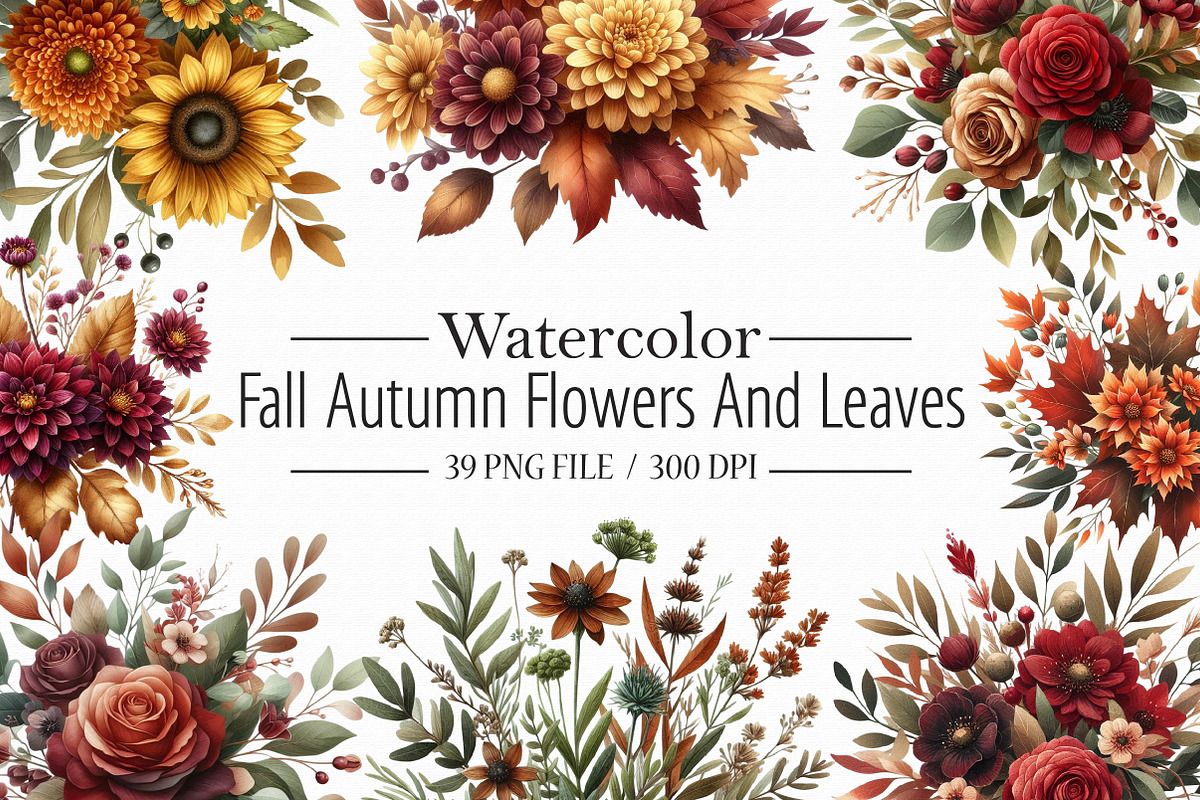 Fall Autumn Flowers And Leaves Flora, an Illustration by Libby Wishes (Photo 1 of 7)
