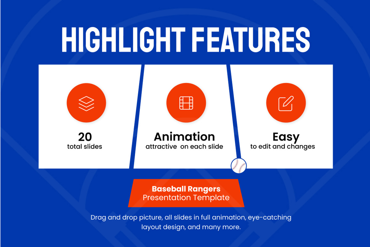 Baseball Rangers Google Slides, a Presentation Template by Loin Studio (Photo 2 of 4)