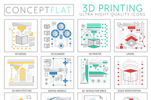3d printing tech concept icons, an Object Graphic by Lemberg Vector