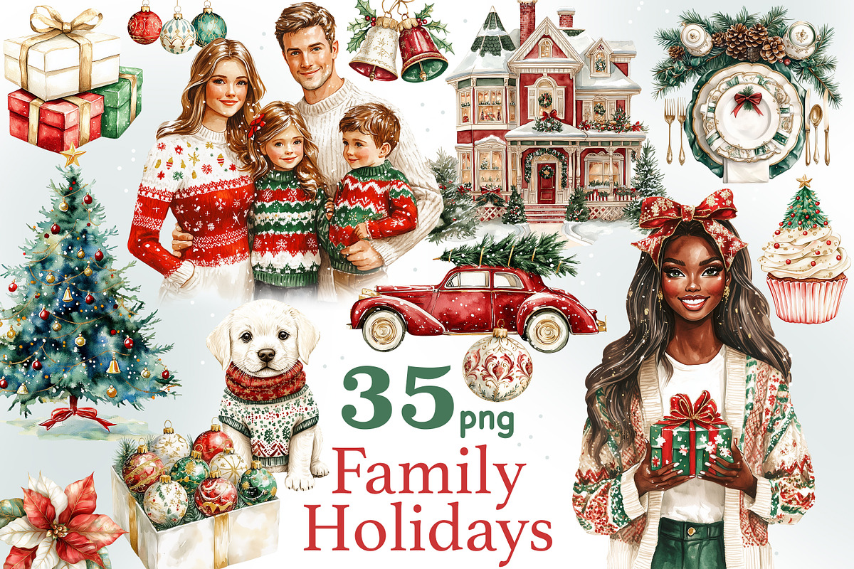 Family Holidays Clipart, a Person Illustration by GlamArtZhanna (Photo 1 of 6)