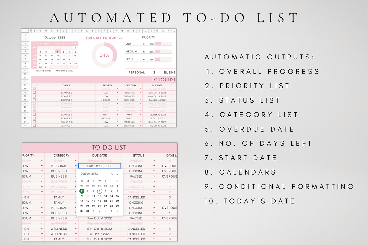 Digital To-Do List Google Sheets, a Templates & Theme by BRANDcontent (Photo 4 of 8)