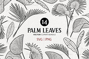 Palm Leaves Vector Line Art Set, an Illustration by MadliArt (Thumbnail 1 of 4)