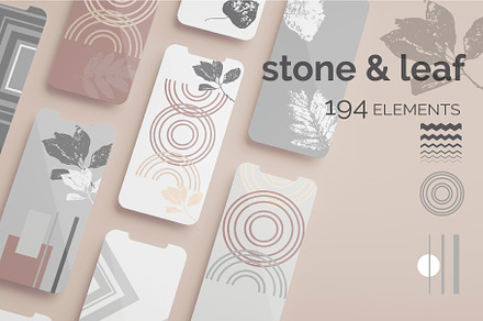 Stone and leaf. Collection elements