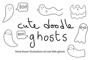 Cute doodle halloween ghosts