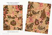 Horses Christmas Junk Journal Pages, a Background Graphic by Markicha Art (Thumbnail 3 of 5)