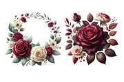 Burgundy & Ivory Floral Clipart, an Illustration by Dream Creation (Thumbnail 7 of 7)