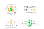 Set of retro vintage beer and alcohol logo or insignia, emblems, labels and badges and other branding objects. Vector line style, a Branding & Logo Template by GraphiShop (Thumbnail 2 of 4)