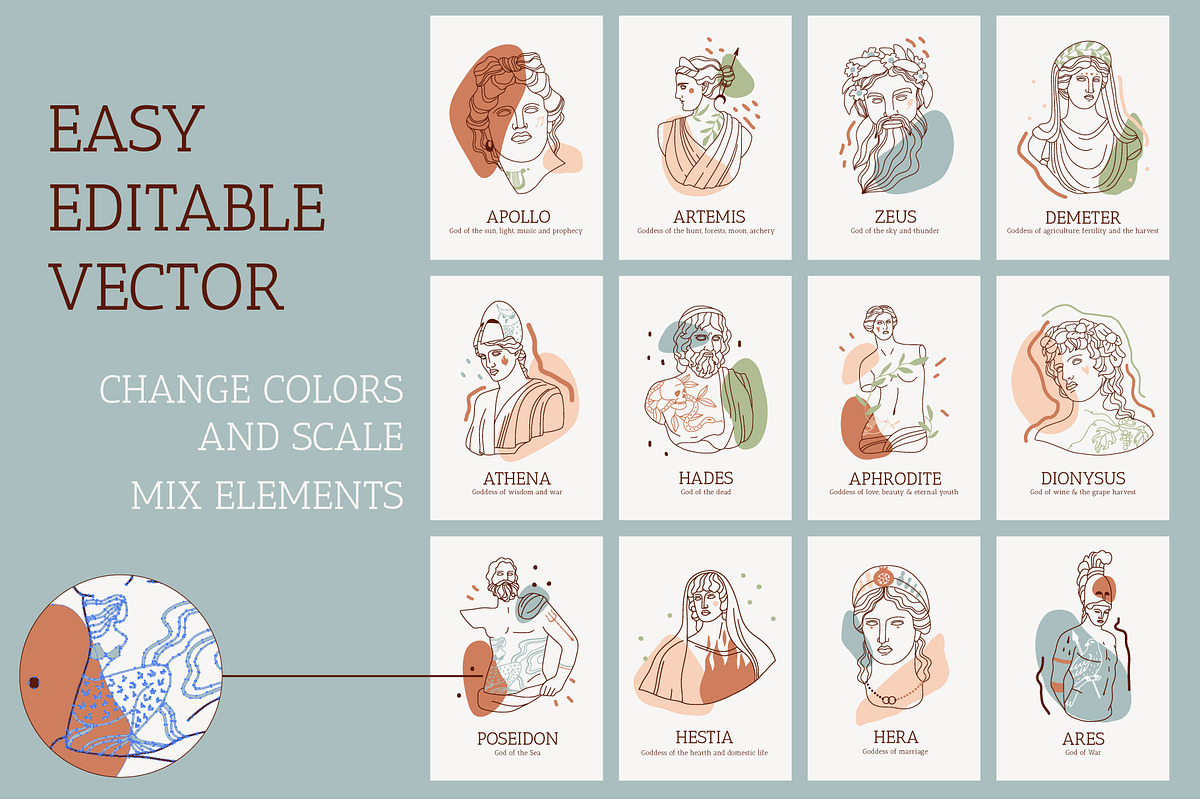 MODERN ANTIQUE vector gods bundle, an Illustration by Lena Nikolaeva (Photo 5 of 14)