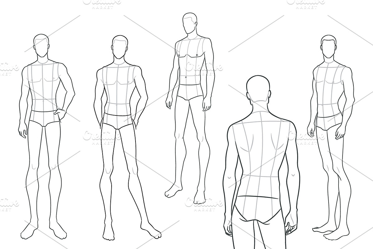 Male Fashion Figure Templates Bundle, a Person Illustration by Shorena Fashion Draws (Photo 4 of 9)