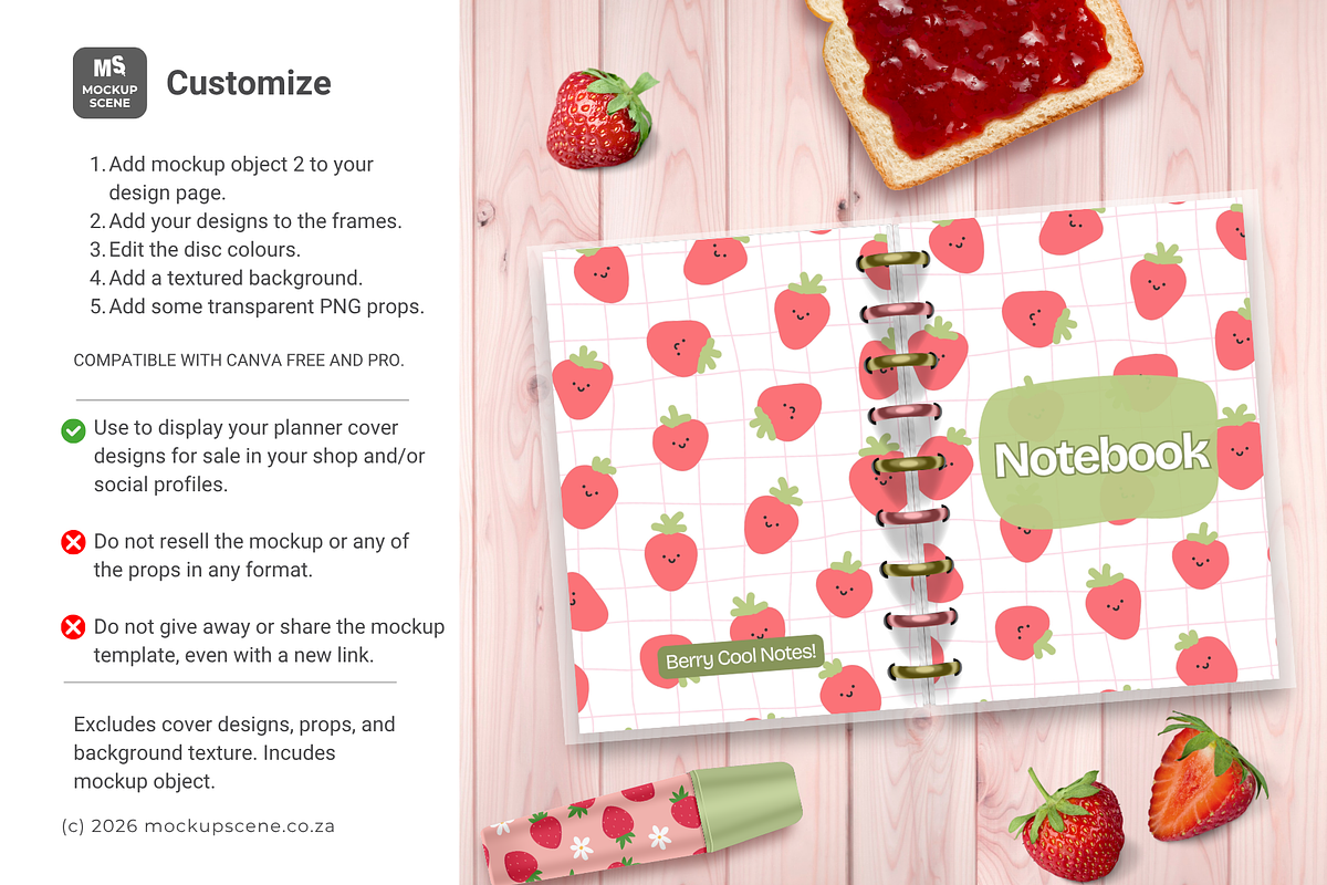 A5 Disc Bound Planner Canva Mockup, a Books & Magazine Mockup by Mockup Scene (Photo 5 of 10)