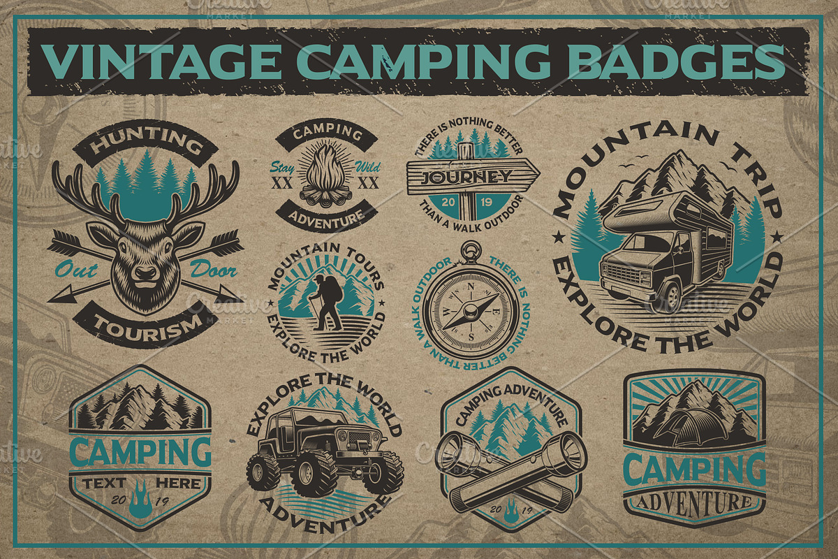 Camping Badges Bundle, an Illustration by Natali_ (Photo 1 of 4)