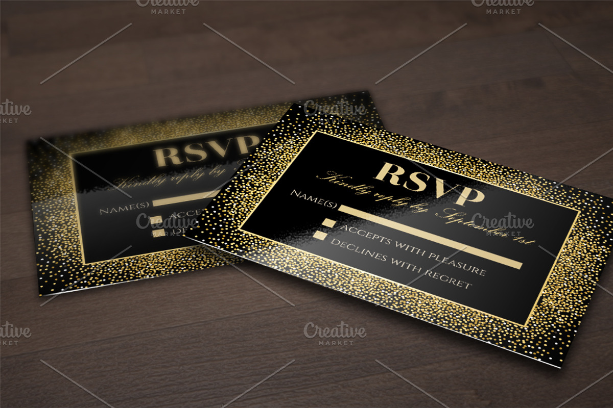 Gold glitter wedding invitation, an Invitation Template by annago (Photo 3 of 3)