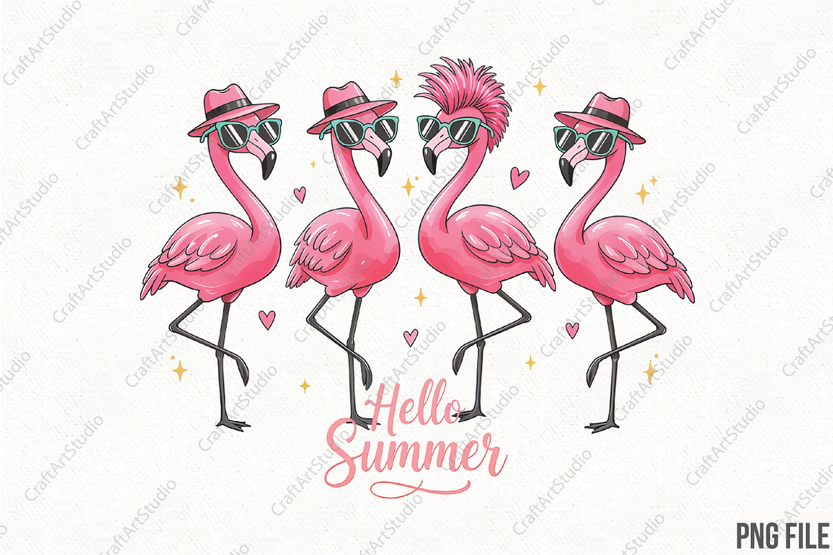 Hello Summer Flamingo Summer PNG, an Illustration by CraftArtStudio (Photo 1 of 4)