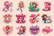 Kawaii Cowgirl Clipart Bundle, an Illustration by Dream Creation (Thumbnail 3 of 5)