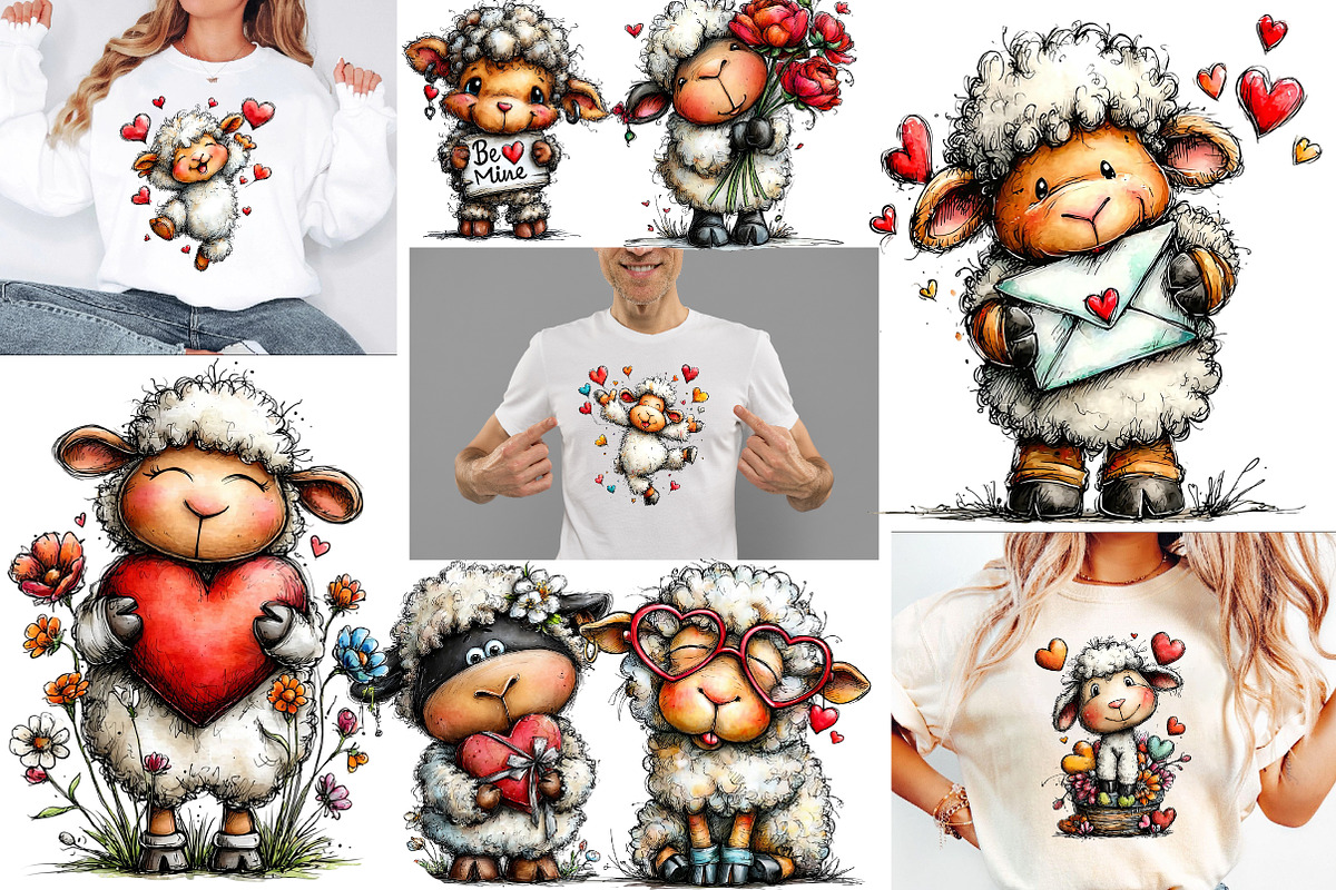 Funny Valentine Sheep Clipart, an Illustration by Designworld (Photo 6 of 6)