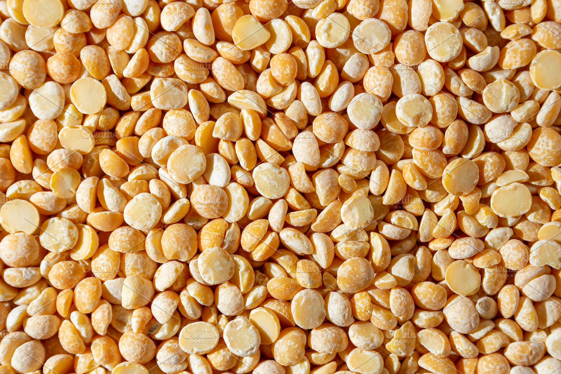Uncooked Polished Split Peas Background, a Photo by InfinitumProdux