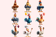 Rooster PNG Clipart Bundle, a Graphic by M9 Design (Thumbnail 2 of 9)