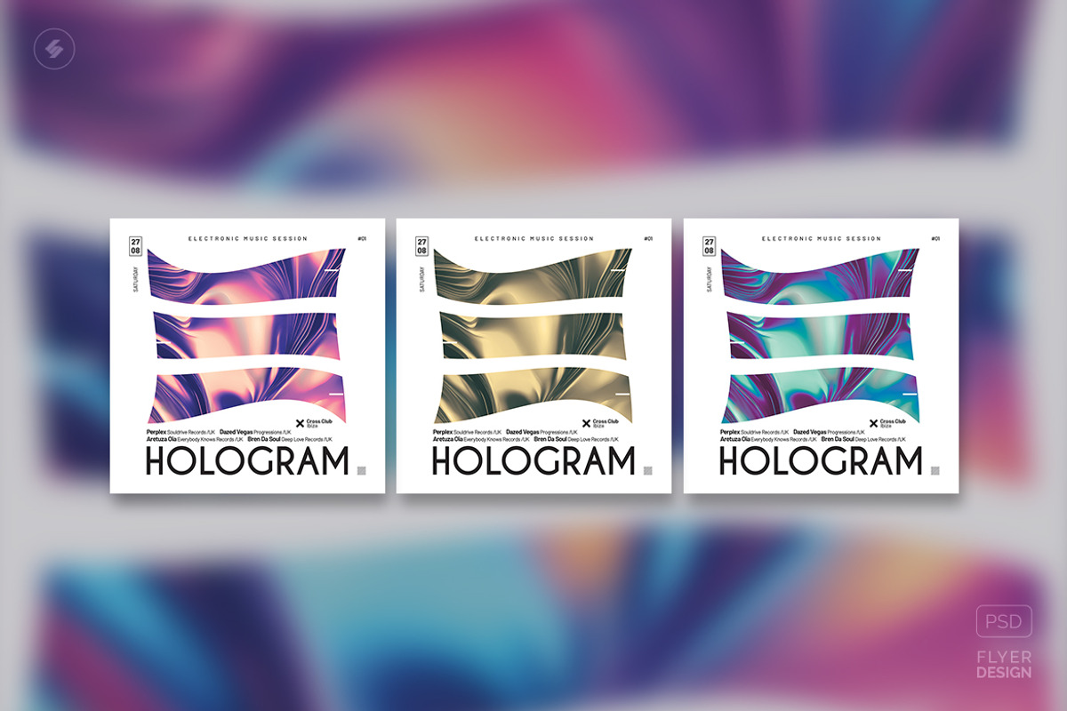 Hologram Party Flyers, Posters Pack, a Poster Template by pixelsao (Photo 5 of 23)