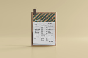 A4 Food Menu On A Board Mockup