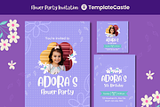 Flower Party Canva Invitation, a Design Template by TemplateCastleStore (Thumbnail 1 of 5)