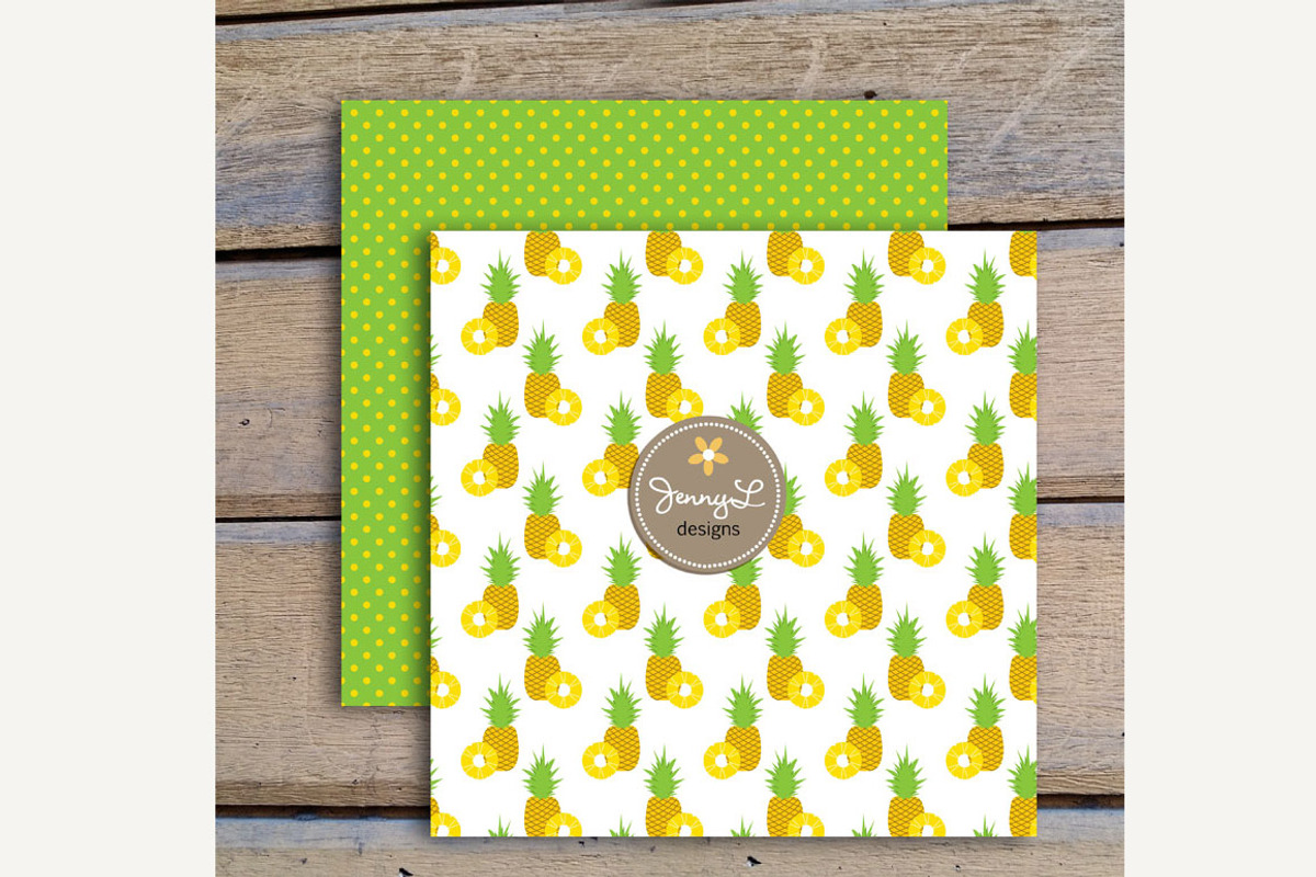 Juicy Pineapples Digital Papers, a Pattern Graphic by JennyL Designs (Photo 3 of 4)