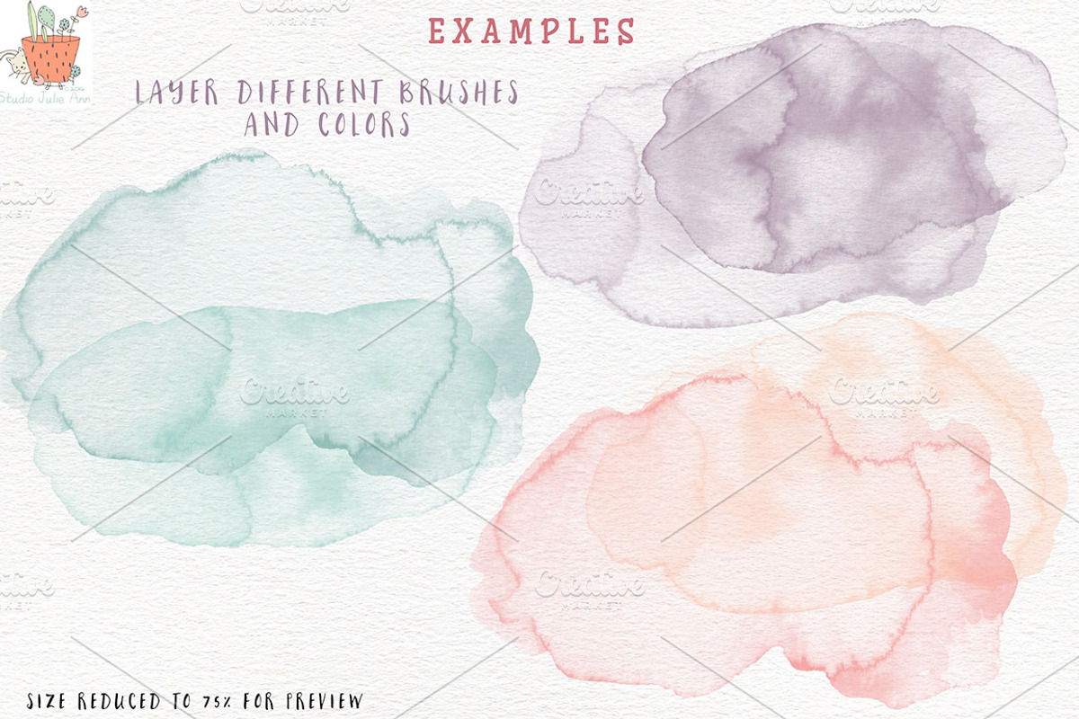 Watercolor Shapes Brushes Vol 3, a Texture Graphic by Studio Julie Ann (Photo 4 of 4)