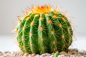 A vibrant green cactus with striking yellow spikes and a detailed texture, set, a Background Photo by ImageMir