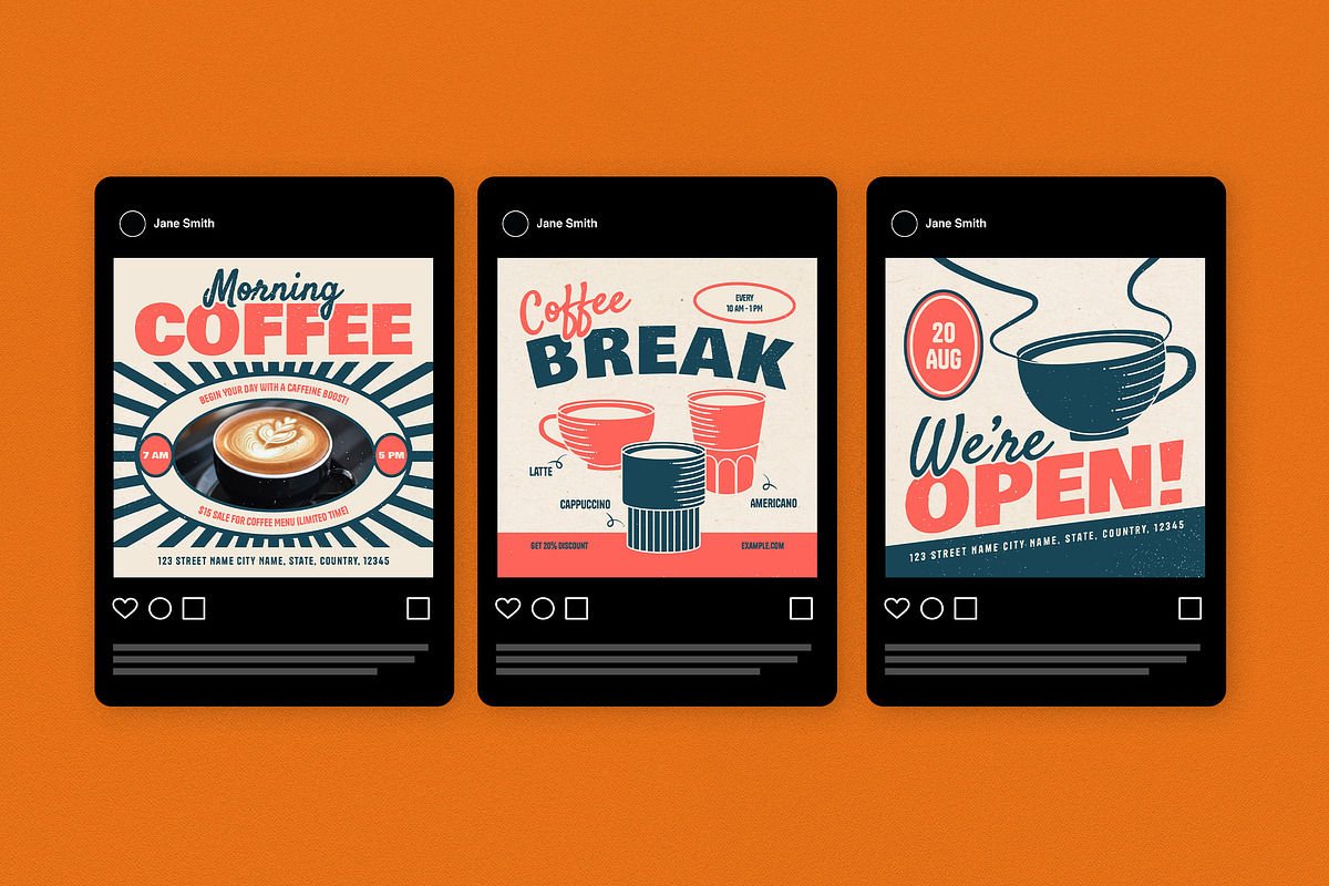 White Retro Instagram Pack, a Social Media Template by graphicook (Photo 4 of 6)