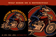 Wolf Biker on a Motorcycle, an Illustration by Harry Kasyanov (Thumbnail 1 of 4)
