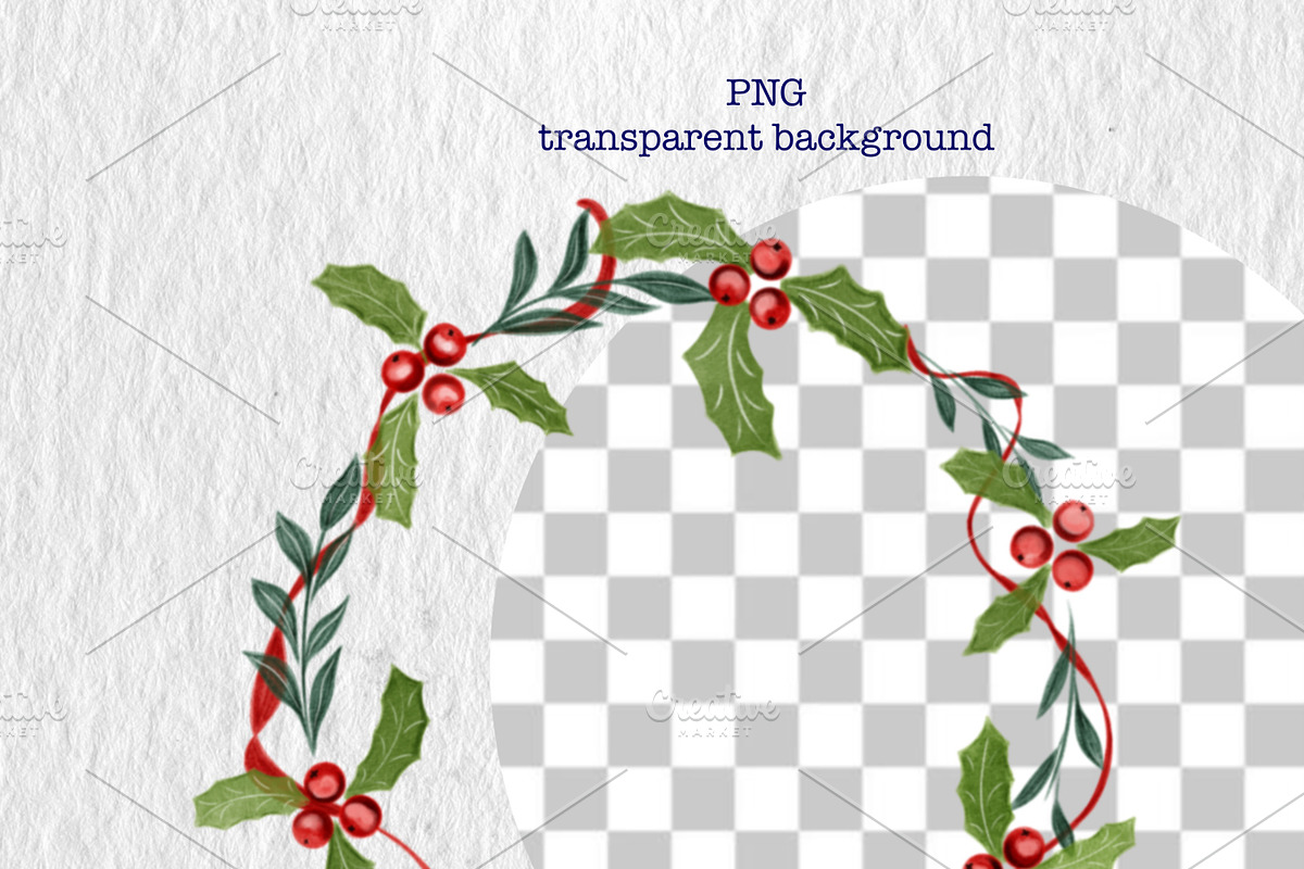 Watercolor Christmass Wreath clipart, a Decorative Illustration by Oleksandra Illustrates (Photo 6 of 10)