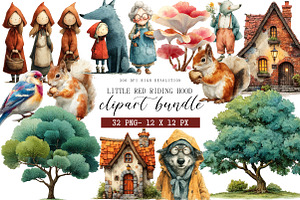 Little Red Riding Hood Clipart, an Illustration by DreamArtGraphic