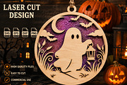Halloween Ghost Laser Cut SVG, an Object Graphic by Layerology (Thumbnail 1 of 3)