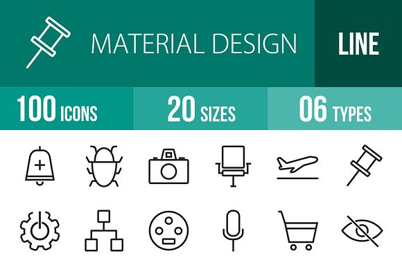 100 Material Design Line Icons