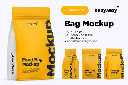 Matte Coffee Bag PSD Mockups Set, a Packaging Mockup by easy.way