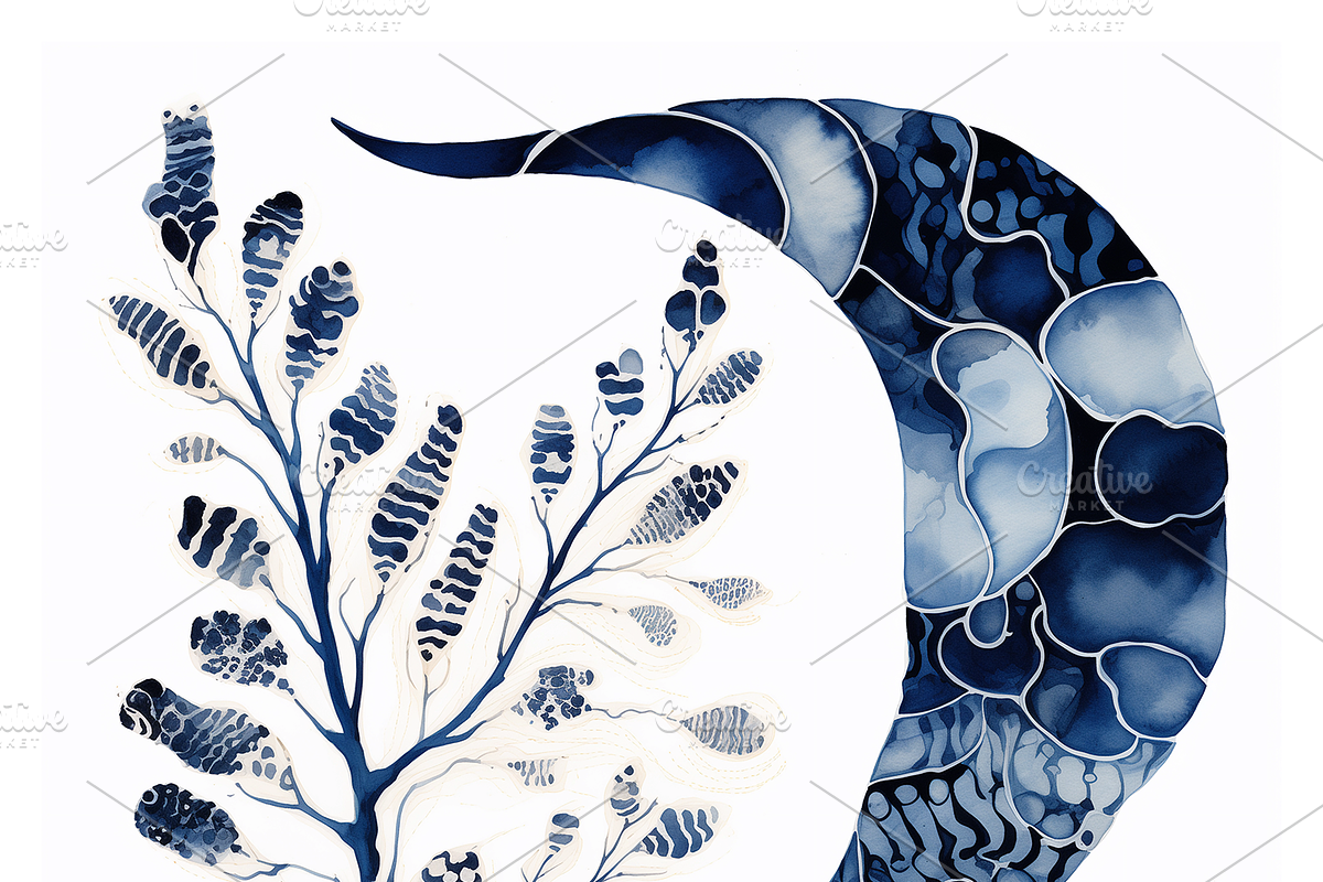 Deca Co - Blue Ink Botanical Shapes, a Texture Illustration by milatovar (Photo 21 of 25)