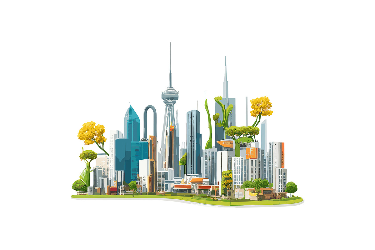 The green modern city skyline, an Illustration by Emdaduljs (Photo 2 of 8)