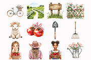 Watercolor Lovely Farm Clipart, an Illustration by Design Market (Thumbnail 2 of 5)