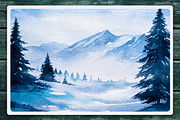 Winter Landscapes set#2. Watercolor., an Illustration by AlexGreenArt (Thumbnail 4 of 9)