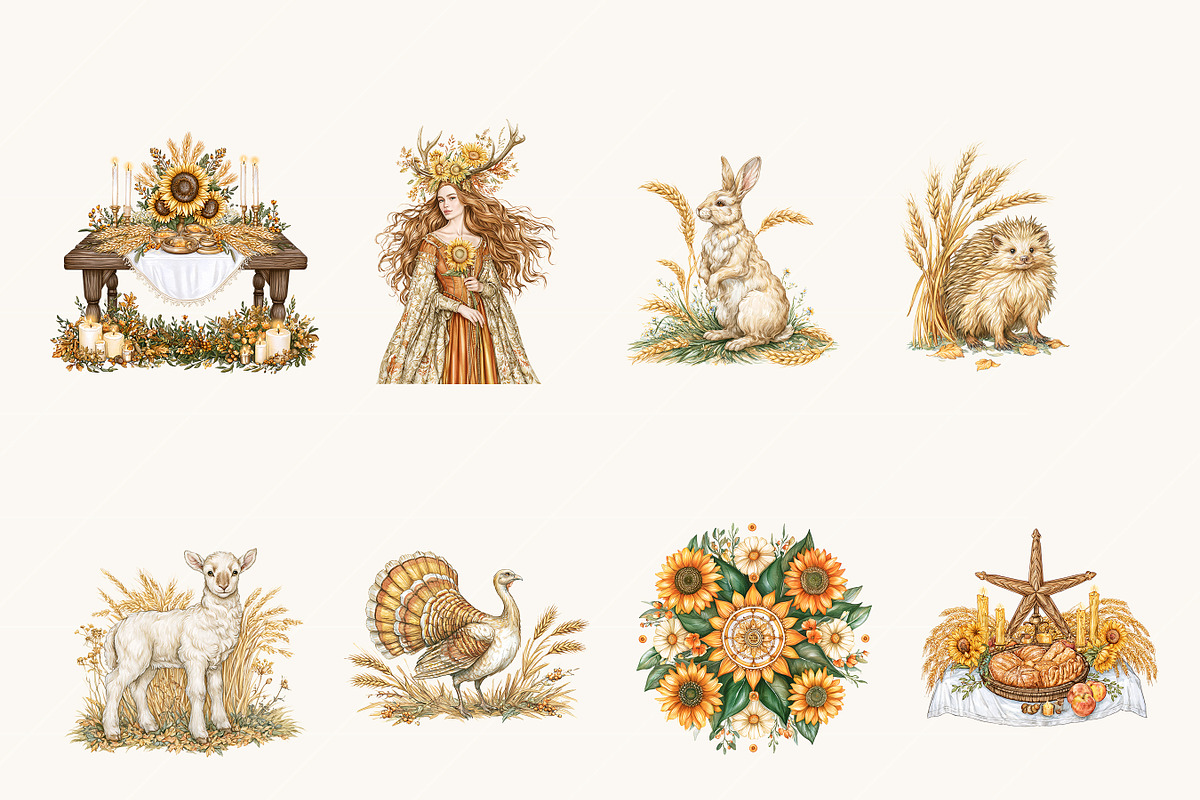 Watercolor Fall Harvest Clipart, an Object Illustration by BusyDaydesign (Photo 2 of 9)