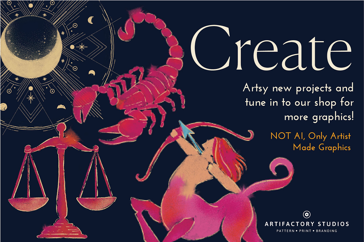 Aetheria: Hand-Drawn Zodiac Suite, a Decorative Illustration by Artifactory Studios (Photo 6 of 7)