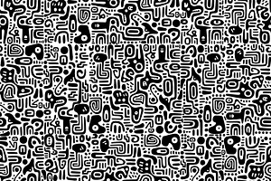 white black doodle, a Pattern Graphic by AAN Seamless Shop