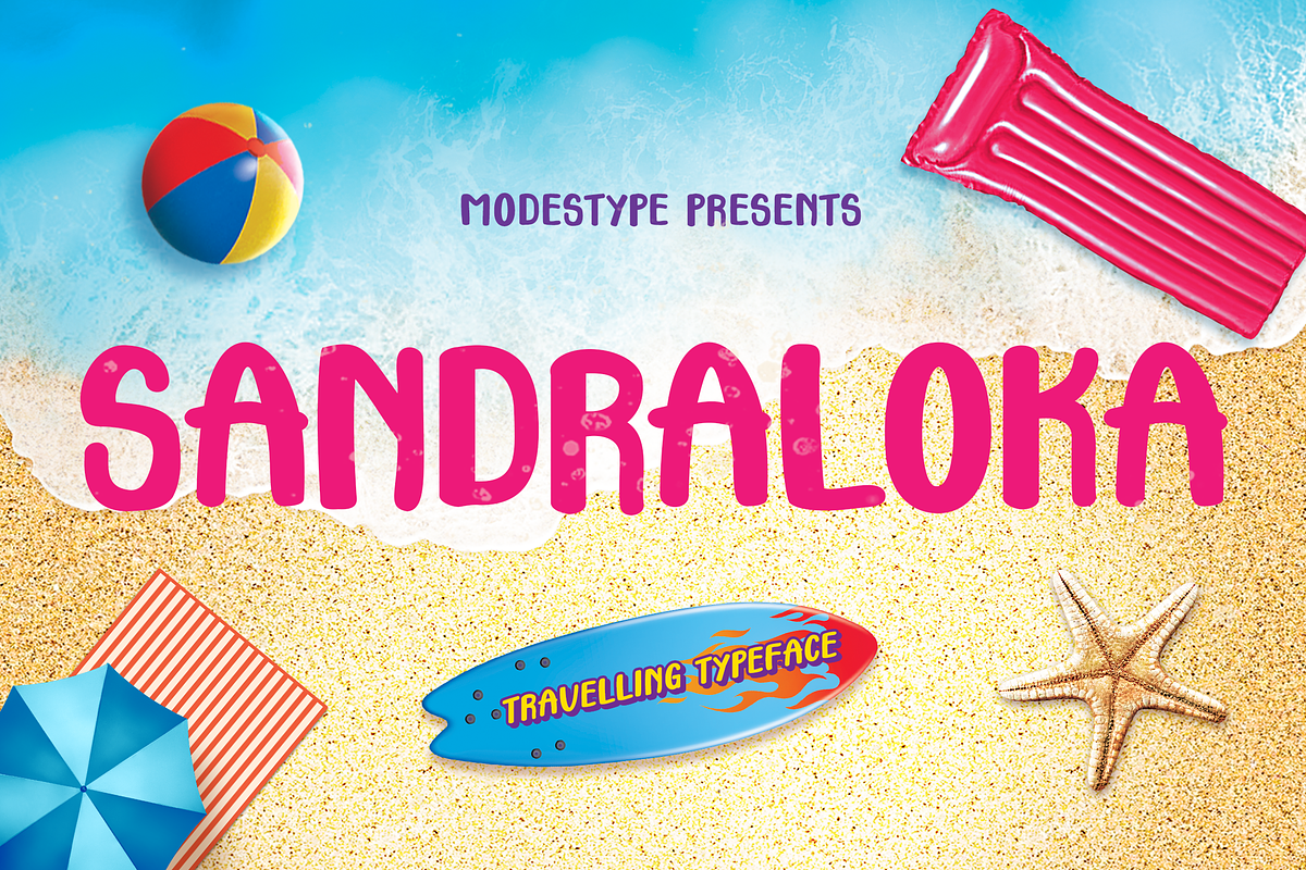 Sandraloka - Traveling Kids Font, a Sans Serif Font by Modestype Studio (Photo 1 of 10)