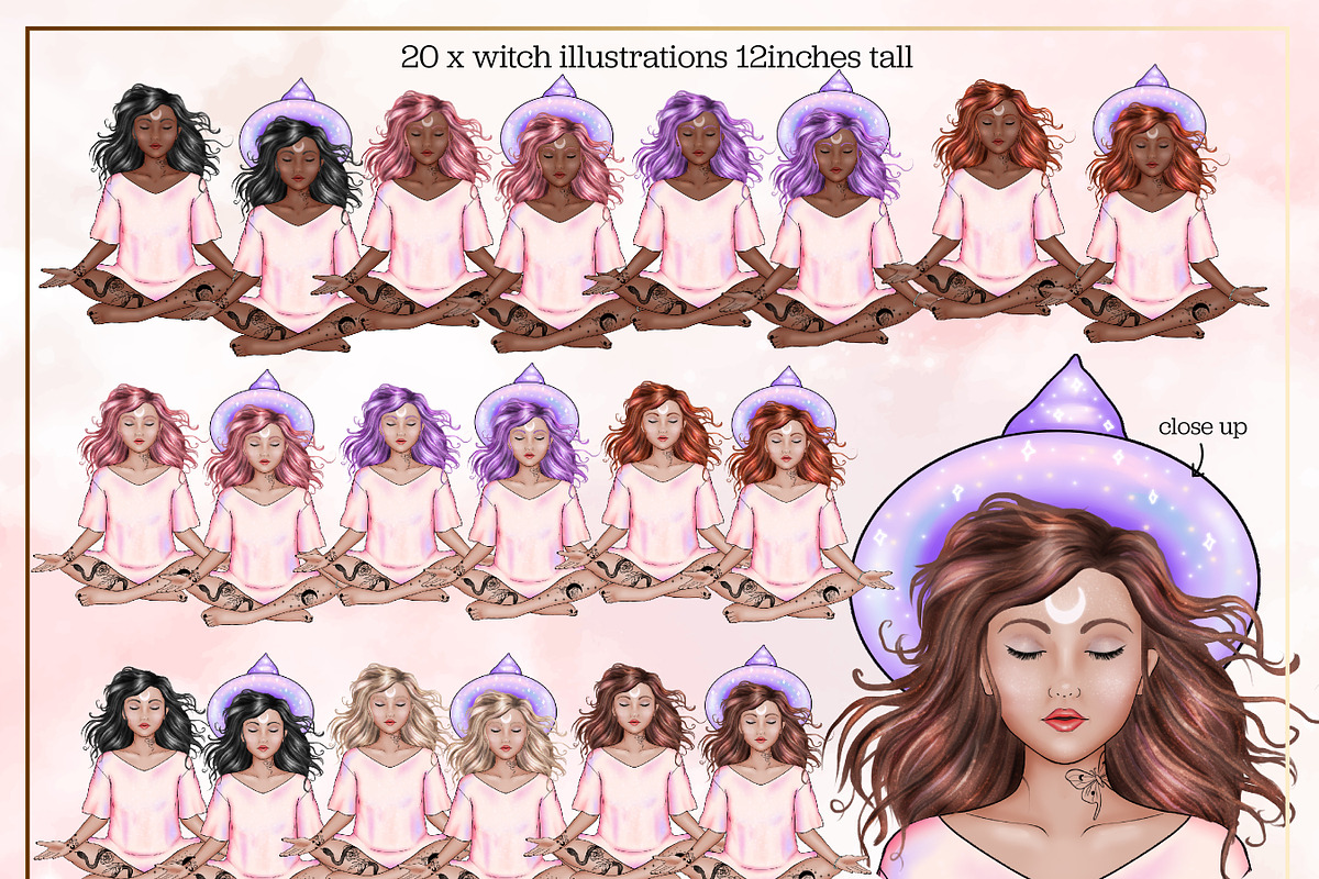 Pastel Witch clipart collection, an Illustration by Gaynor Carradice Designs (Photo 2 of 4)