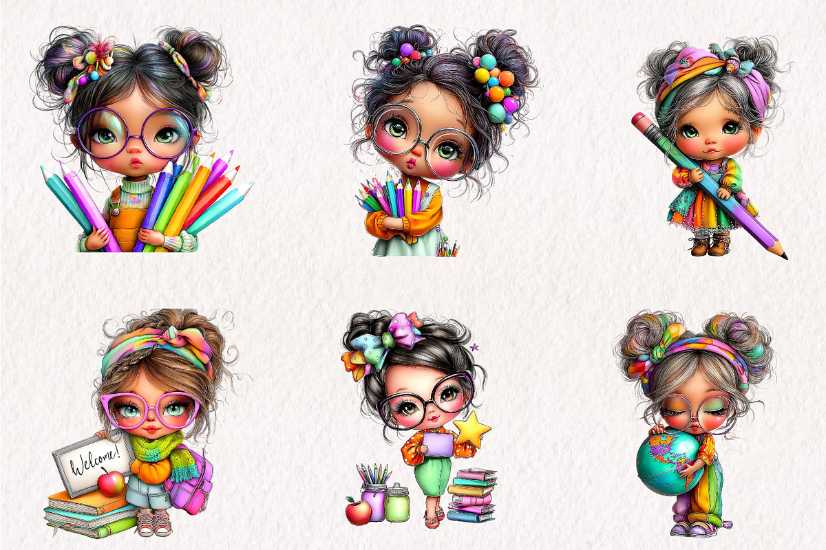 Whimsical Cute Teacher Clipart, a Seasonal Illustration by CreationArt (Photo 4 of 7)